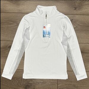 Girl’s EIS Cool Sun Shirt Long Sleeve 1/4 Zip‎ White Equestrian Size Medium